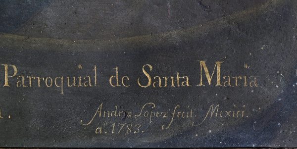 Andrés López, Dolorosa (detalle de la firma), 1783, Iglesia Mayor de Sanlúcar. Foto © Óscar Franco.